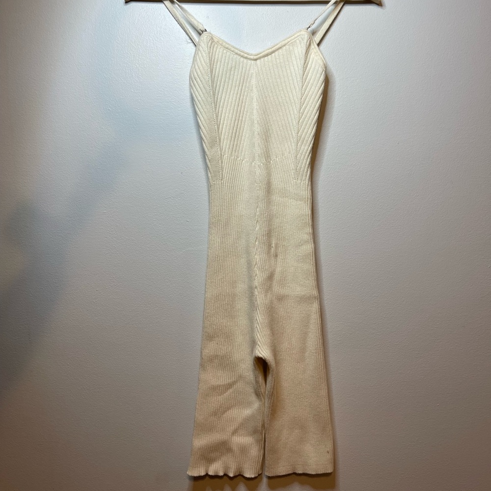 Free people night call romper size S knitted crème shorts jump suit